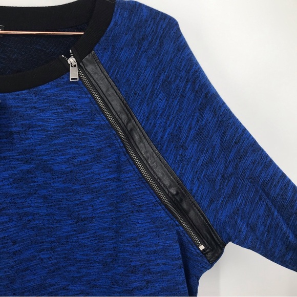 NWT Express Edgy Vegan leather & Zipper Accent Sweatshirt - Picture 3 of 7